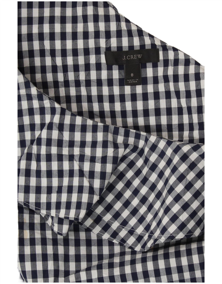 J. CREW Top de un hombro para mujer US 8 Mediano Azul Marino Gingham Algodón