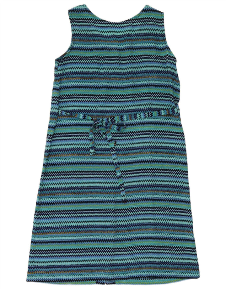 Vintage mujer sin mangas vestido de cambio Reino Unido 14 azul medio rayas