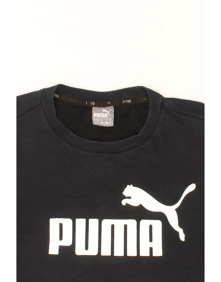 PUMA Mens Graphic Sweatshirt Jumper Medium Black Cotton Vintage Puma and Second-Hand Puma from Messina Hembry 