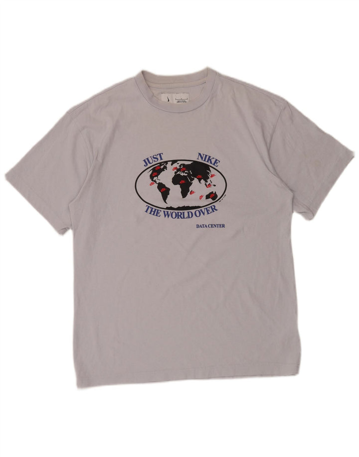 NIKE Camiseta gráfica para hombre Top mediano de algodón blanco roto