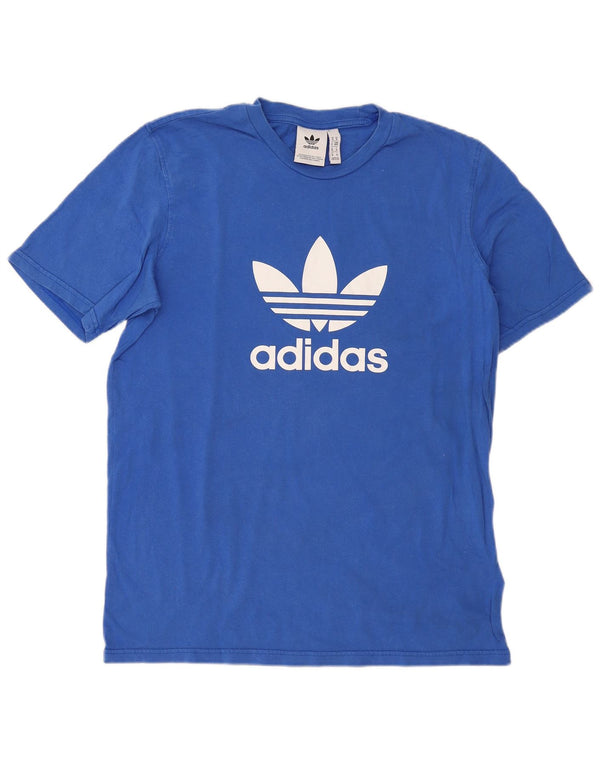 Adidas Hombre Camiseta Gráfica Top Algodón Azul Medio