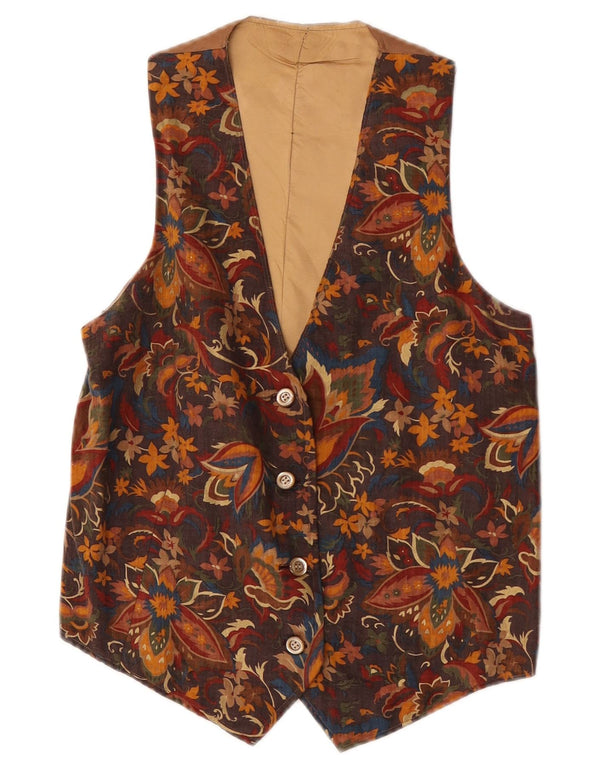 Chaleco vintage para hombre XS marrón floral