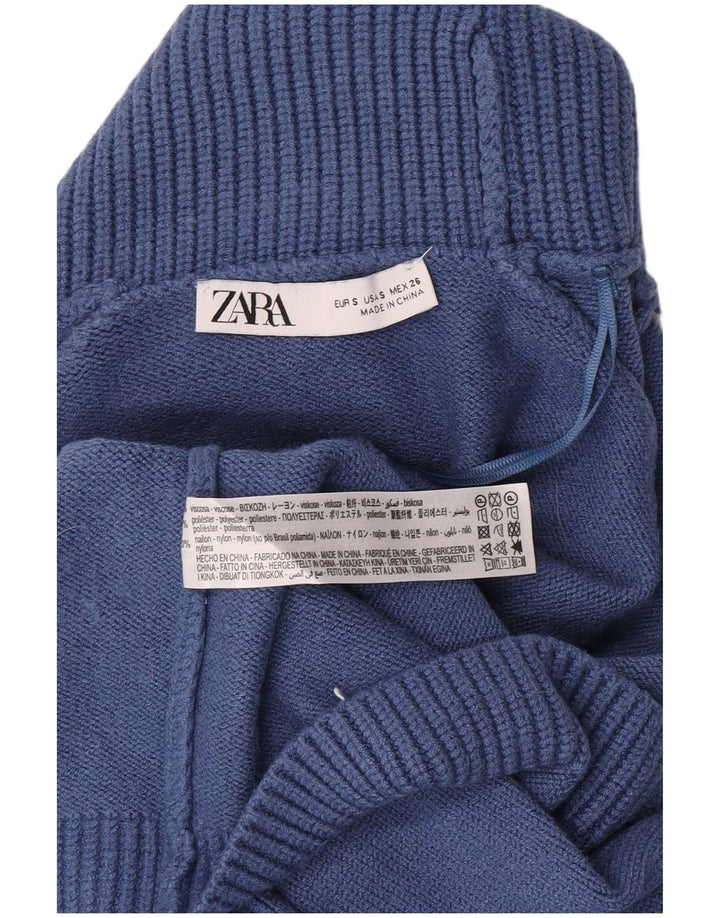 Zara Mujer Oversize Crop Roll Neck Jumper Sweater UK 10 Small Azul