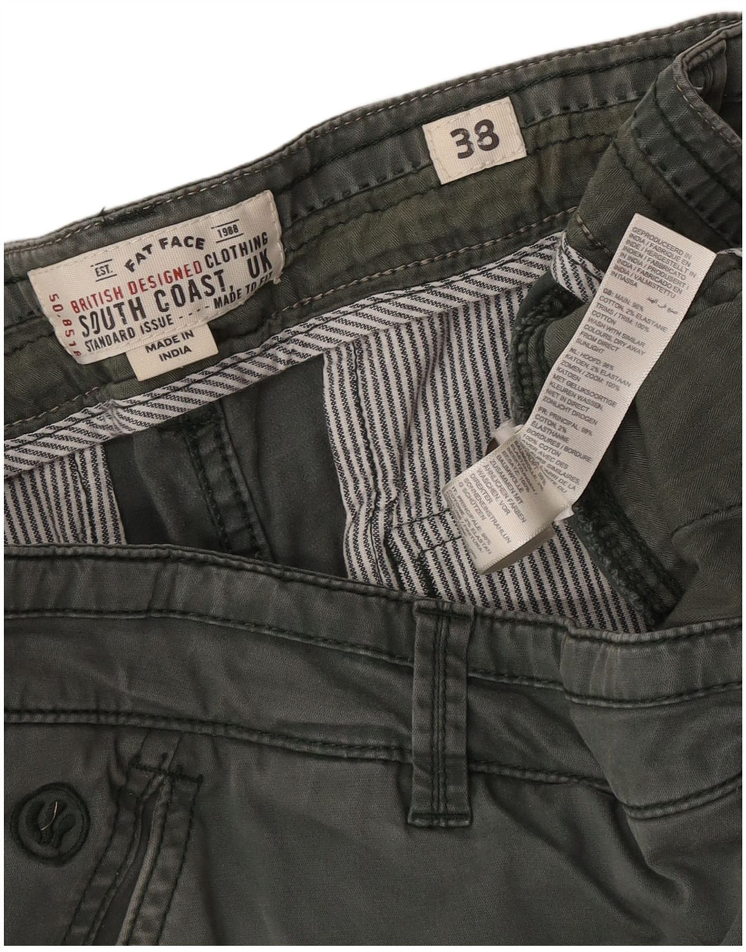 Pantalones cortos cargo regulares para hombre Fat Face W38 XL Algodón verde