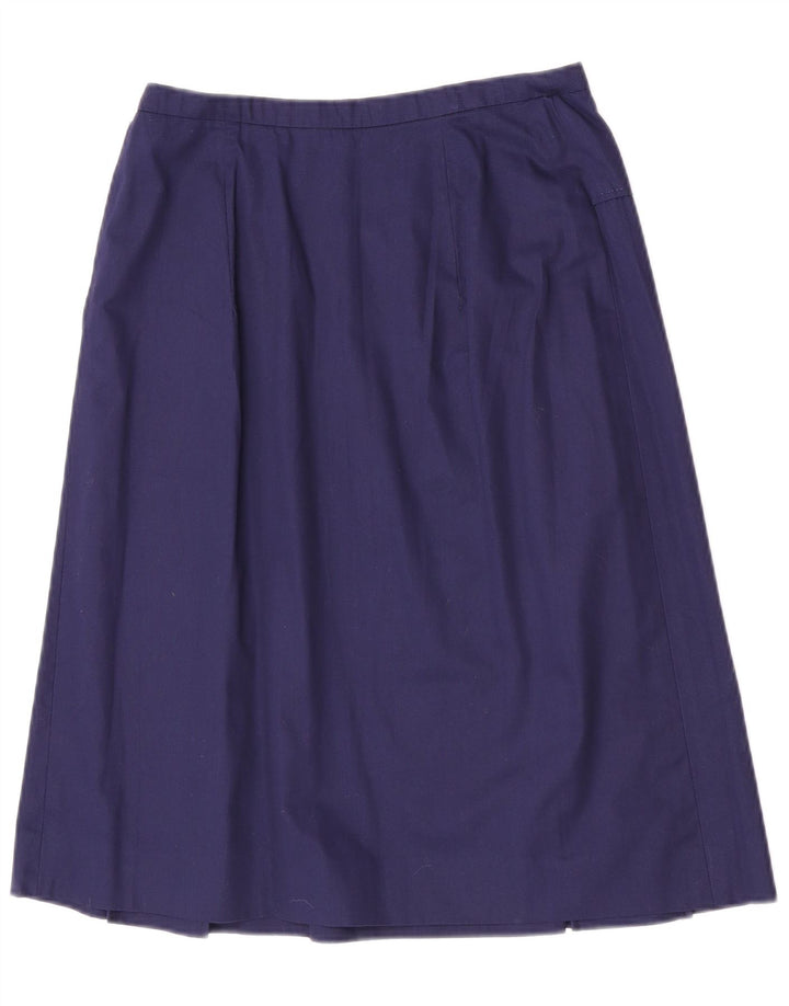 Vintage mujer A-Line falda W28 medio azul marino algodón