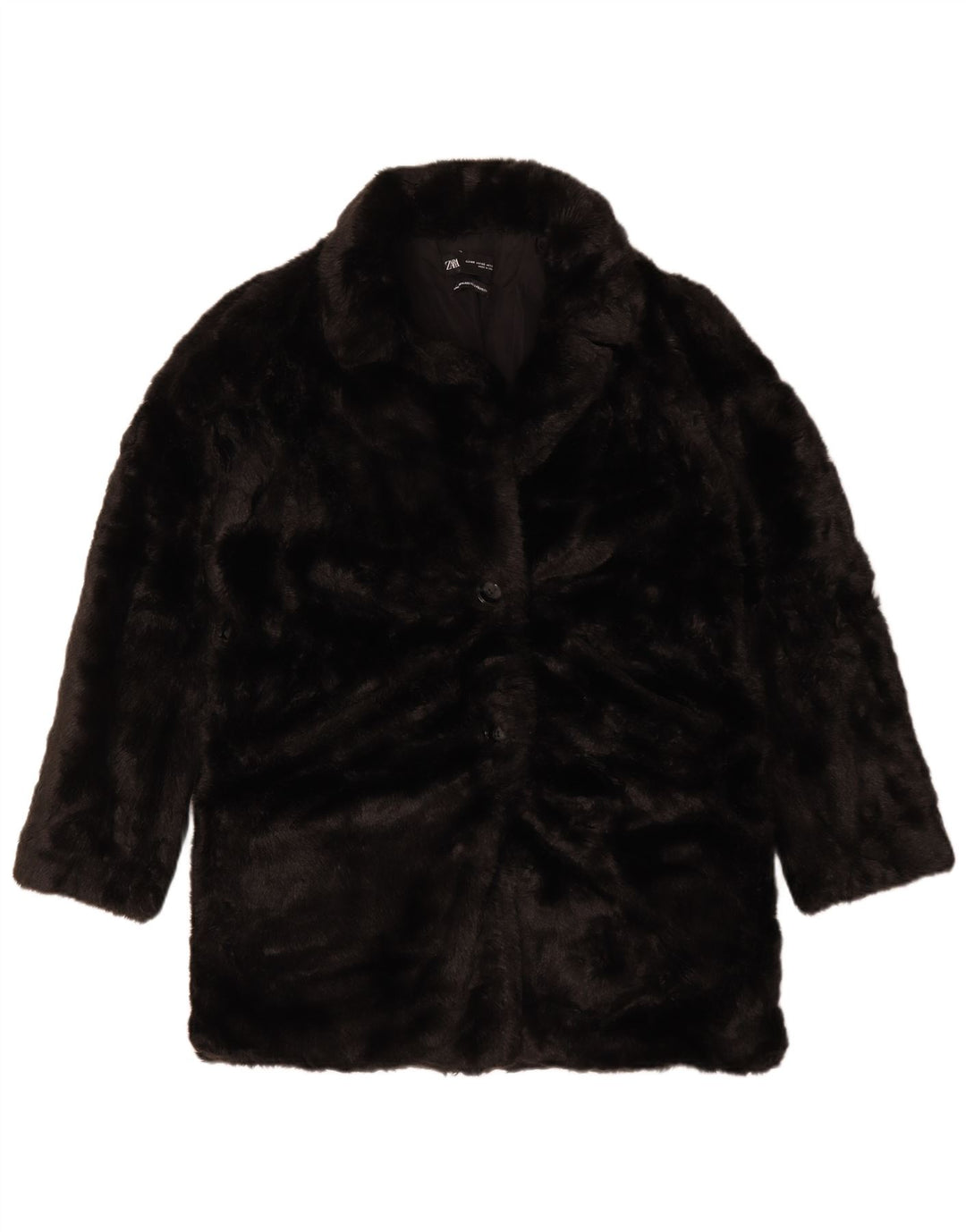Zara Abrigo extragrande de piel sintética para mujer UK 6 XS Poliéster negro