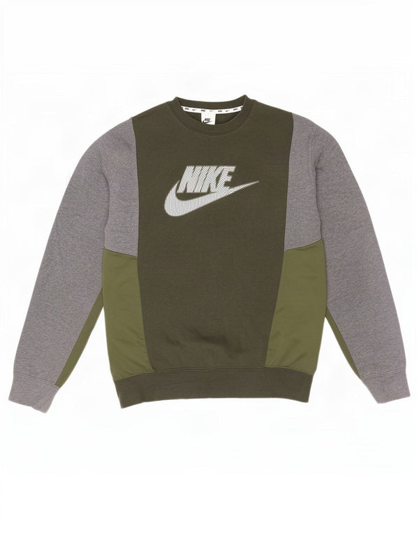 Nike Hombre Sudadera con gráfico tipo jersey de algodón color block en color caqui mediano