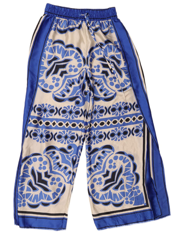 Zara Mujer Pantalón Casual Loose Fit XS W24 L28 Azul Patchwork