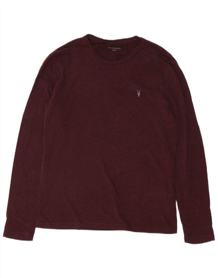 All Saints Hombre Top Manga Larga Algodón Burdeos Medio