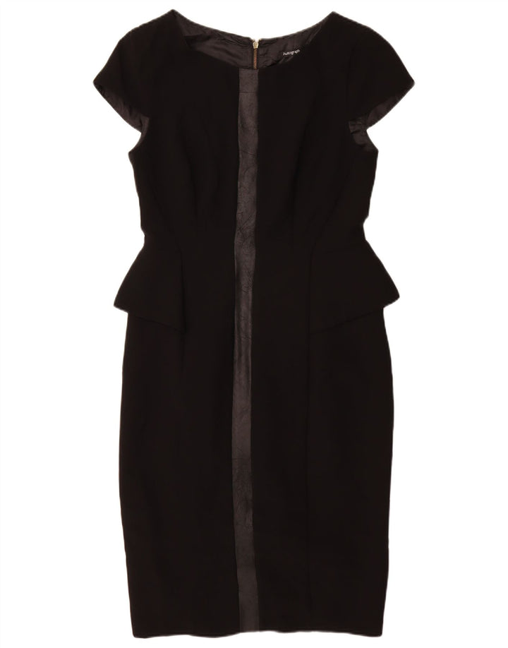 MARKS & SPENCER Vestido peplum autógrafo para mujer UK 40 Pequeño Poliéster negro