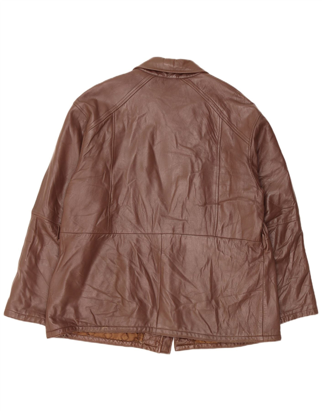 VINTAGE Chaqueta de cuero para hombre IT 56 3XL Marrón
