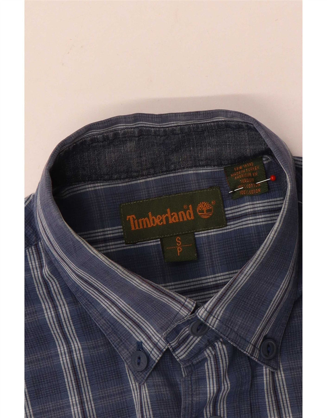 Timberland Camisa De Manga Corta Para Hombre Small Blue Check Cotton