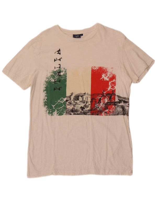 Lotto Mens Italia Graphic Camiseta Top Grande Algodón Blanco