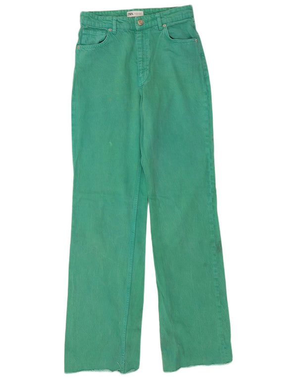 Zara Jeans rectos de talle alto para mujer EU 38 Small W28 L34 Algodón verde