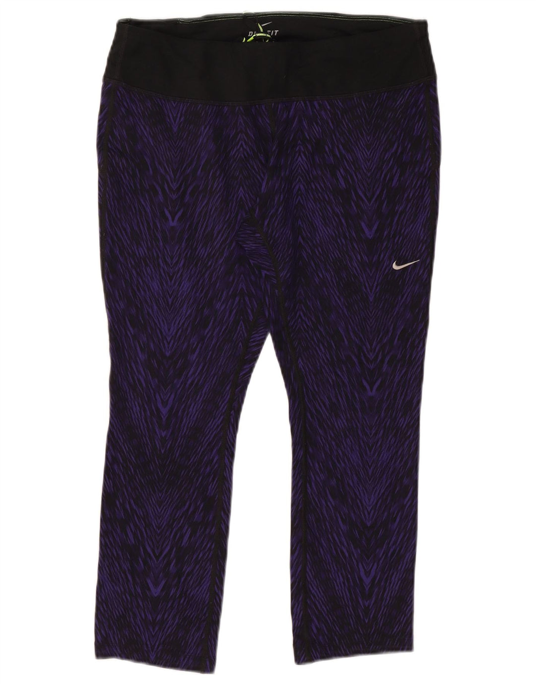 NIKE Womens Dri Fit Leggings UK 14 Large  Purple Geometric Polyester