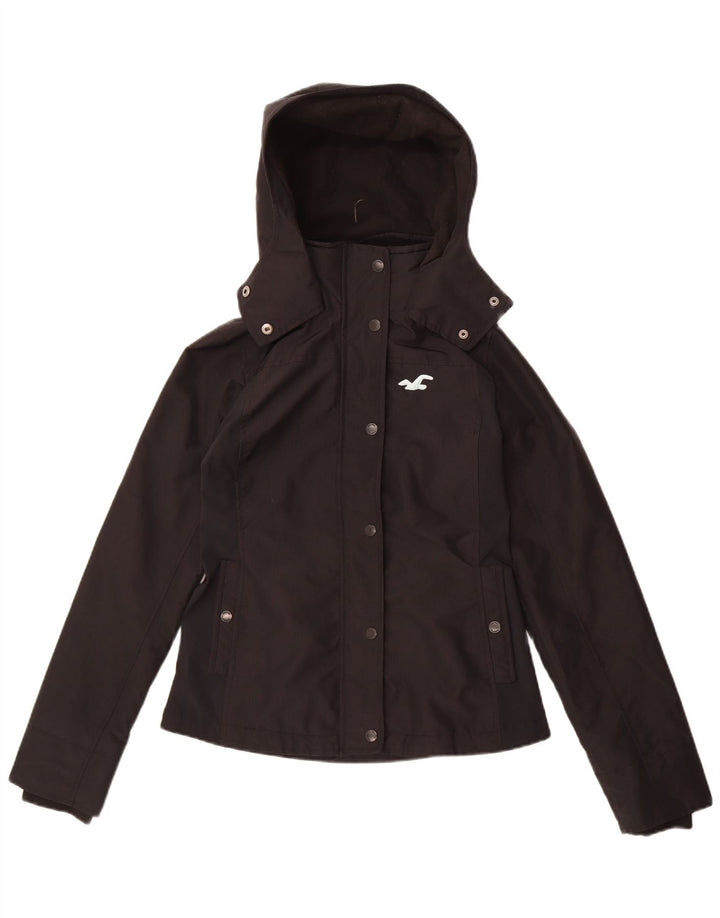 Chaqueta cortavientos con capucha Hollister para mujer UK 10 Small Poliéster negro
