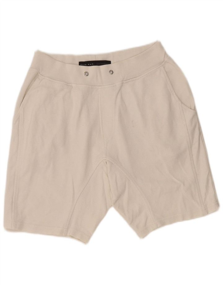 Zara Hombre Shorts Chinos Medianos W31 Algodón Blanco