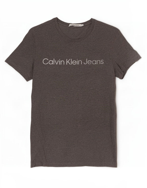 Calvin Klein Jeans Hombre Camiseta Gráfica Top Gris Medio