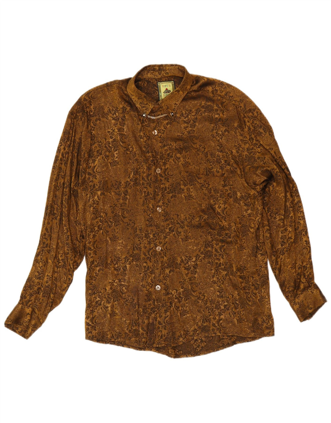 Camisa Hombre Tipo' S Viscosa Paisley Marrón Medio
