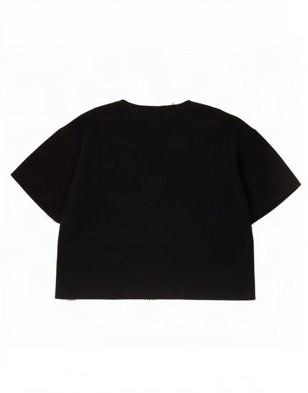 Zara Mujer Crop Camiseta Top UK 44 Mediano Negro Poliéster