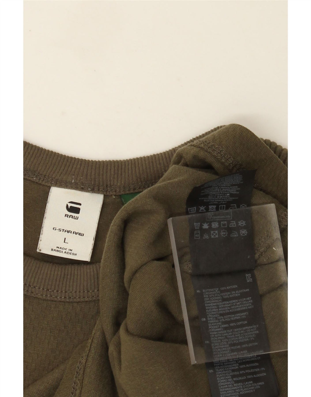 G-Star Hombre Top Manga Larga Algodón Caqui Grande