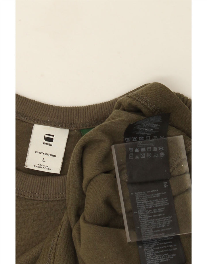 G-Star Hombre Top Manga Larga Algodón Caqui Grande