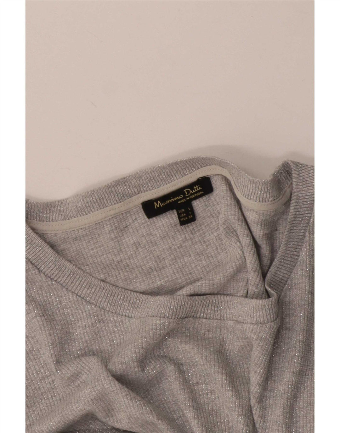 Massimo Dutti Top Mujer Manga 3/4 UK 46 Grande Gris