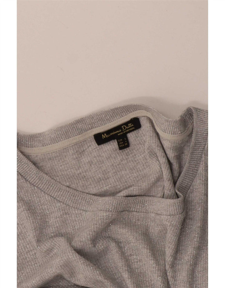Massimo Dutti Top Mujer Manga 3/4 UK 46 Grande Gris