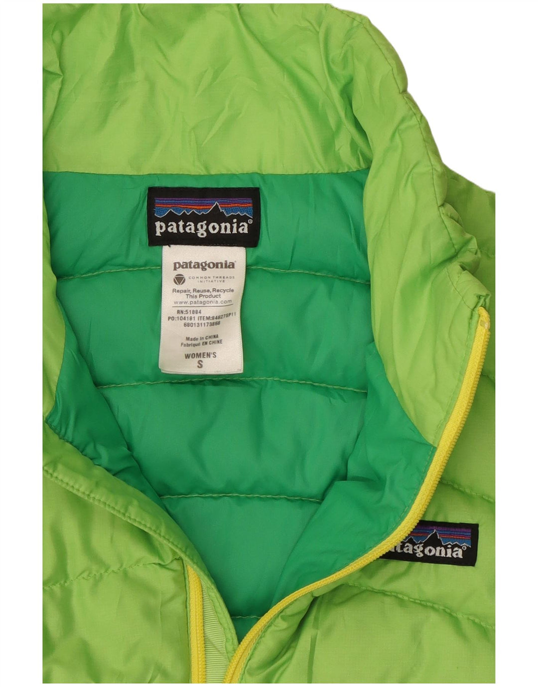 Chaleco acolchado Patagonia para mujer UK 10 Small Poliéster verde