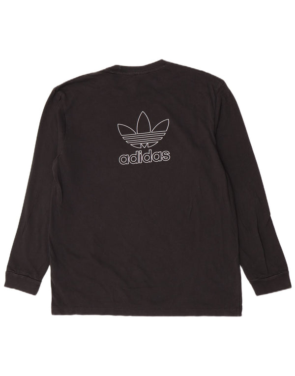 Adidas Mens Graphic Top Manga Larga Grande Algodón Negro