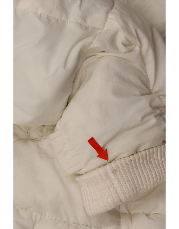 Zara Mujer Chaqueta Acolchada Con Capucha UK 10 Small Poliamida Blanca