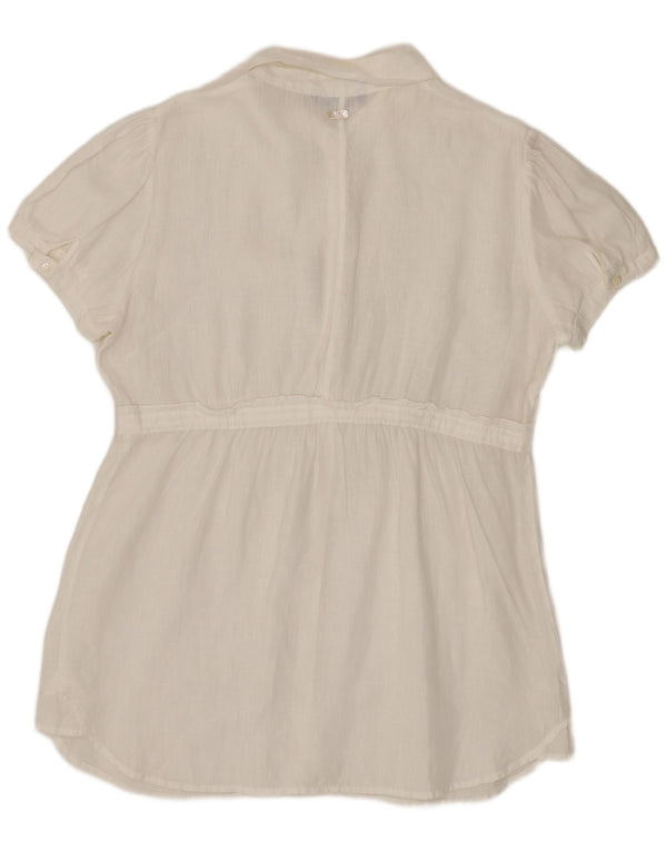 Penny Black Blusa de manga corta para mujer UK 40 XL Lino blanco