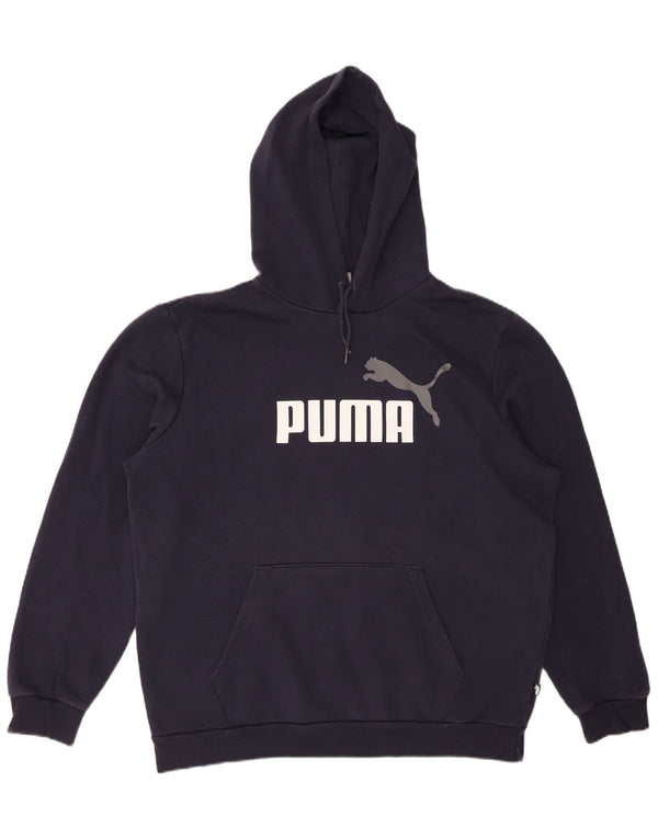PUMA Jersey con capucha gráfica para hombre, tamaño grande, algodón azul marino