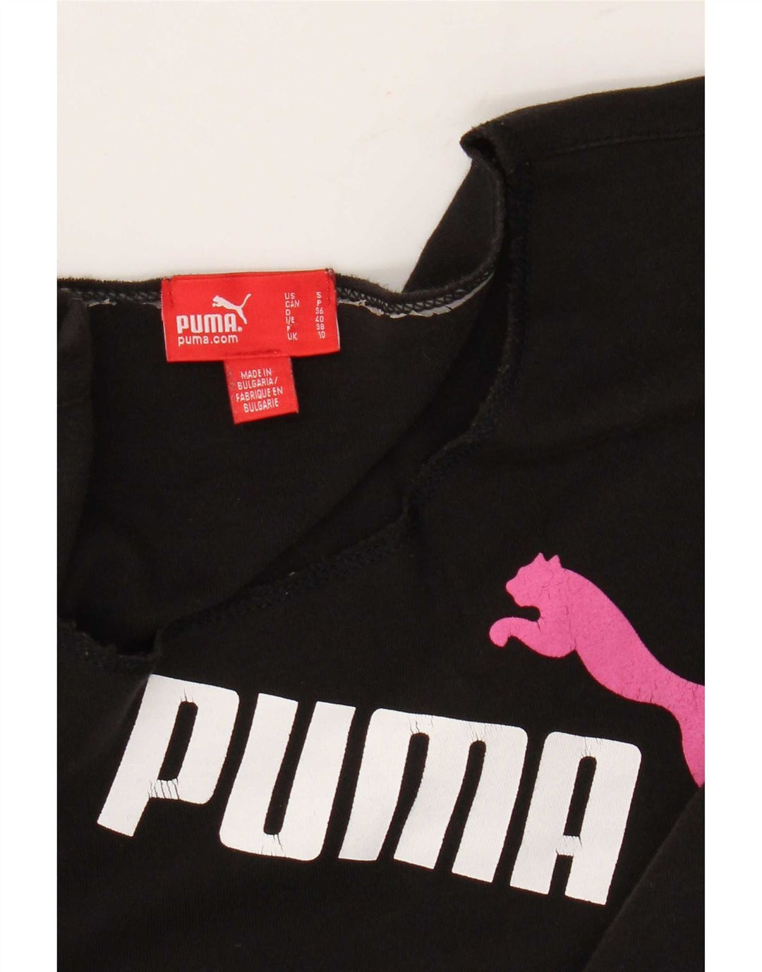 Puma Mujer Gráfico Top Manga Larga UK 10 Pequeño Negro