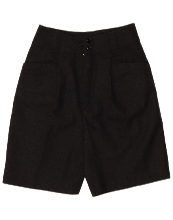 VINTAGE Pantalones cortos casuales de cintura alta para mujer EU 36 Pequeño W28 Gris Nueva Lana