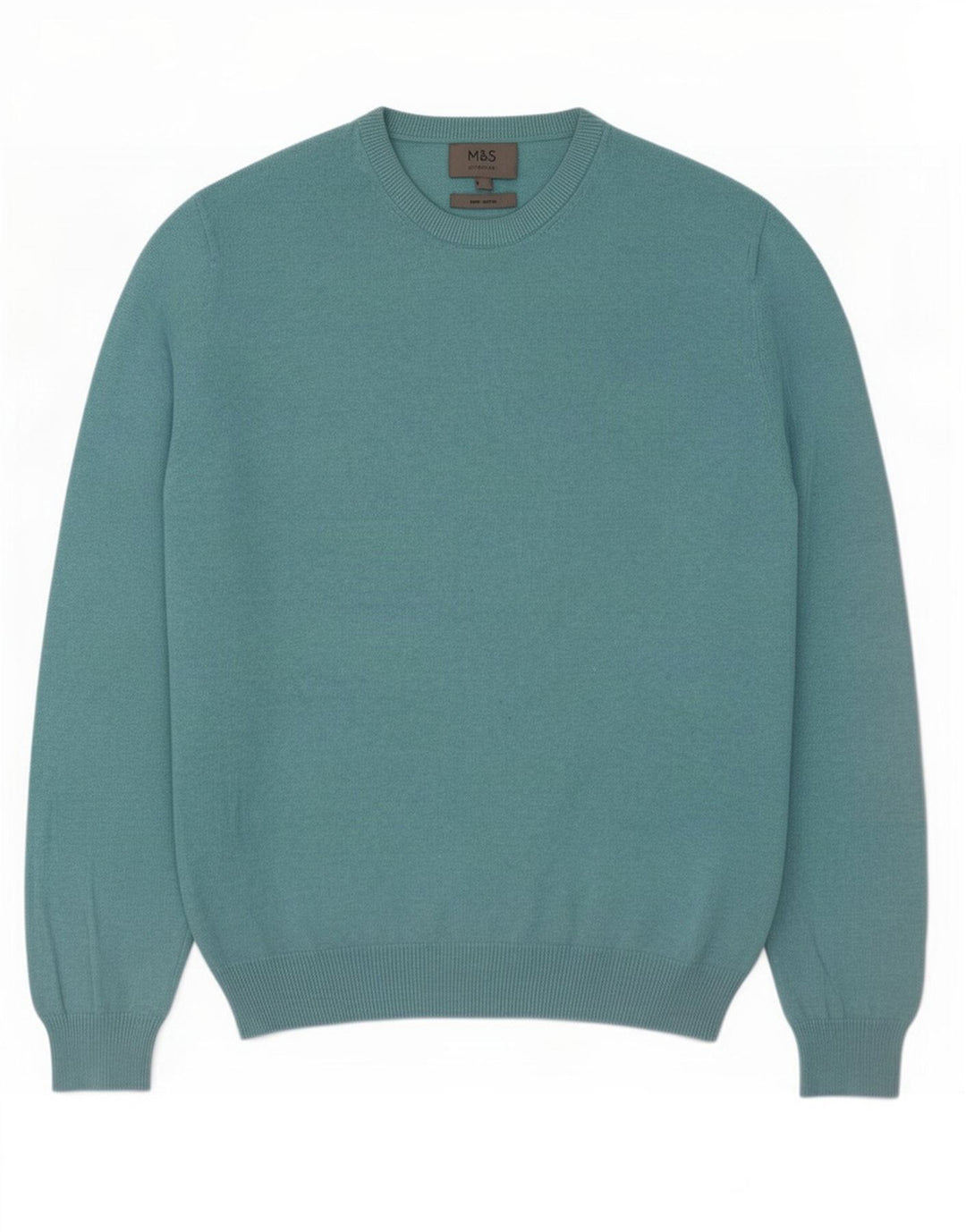 Marks & Spencer Jersey de cuello redondo para hombre de algodón azul medio