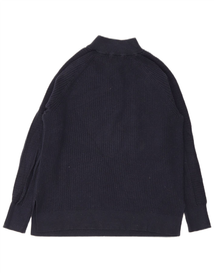 Marks & Spencer Jersey con cuello y cremallera para mujer, talla 44, talla mediana, azul marino