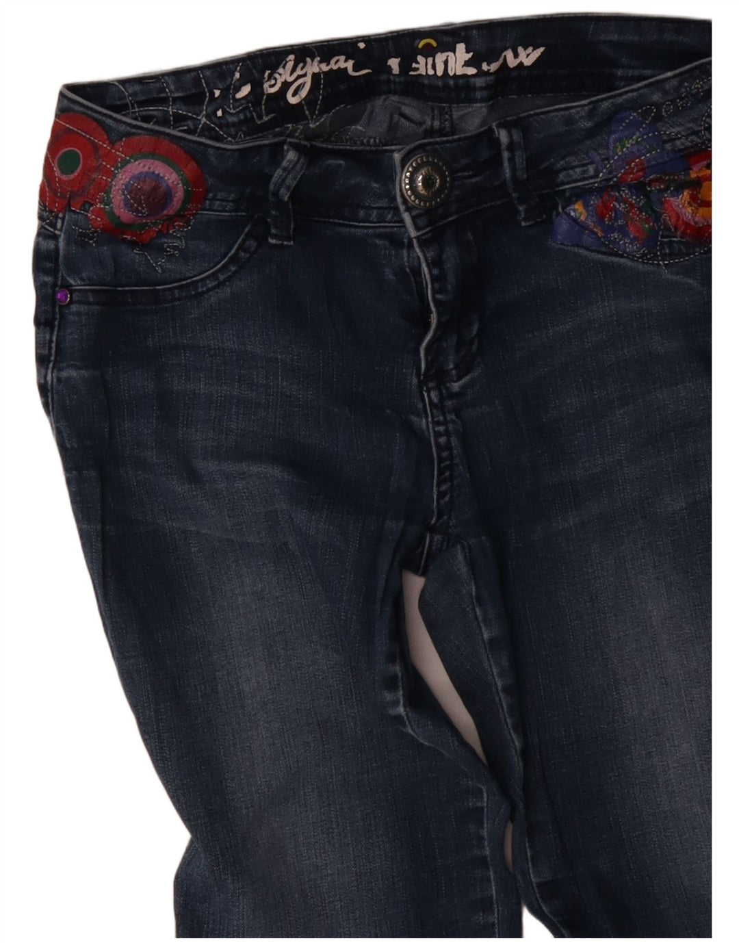 Vaqueros Desigual Rainbow Joggers Rectos W28 L30 Azul Geométrico