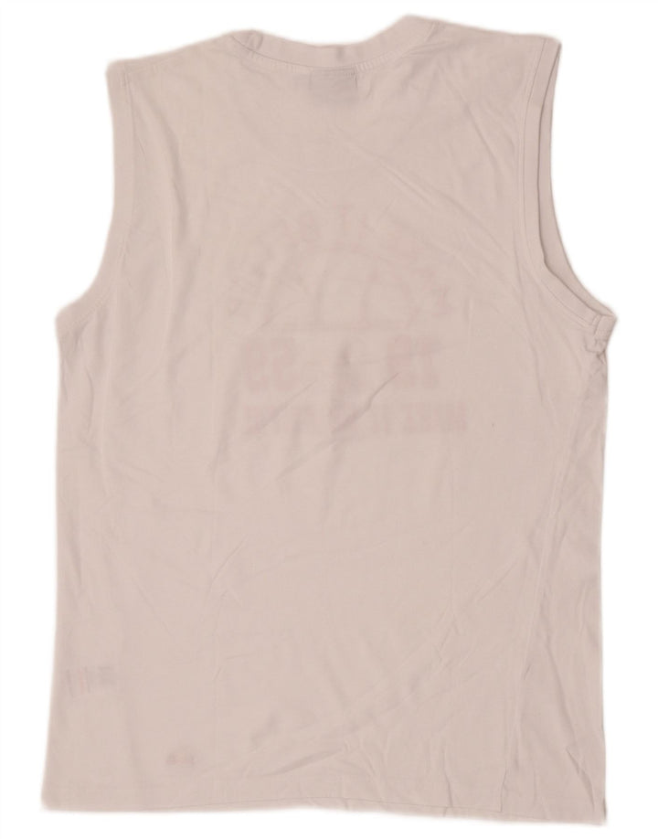 ELLESSE Camiseta sin mangas estampada para hombre XL Algodón blanco