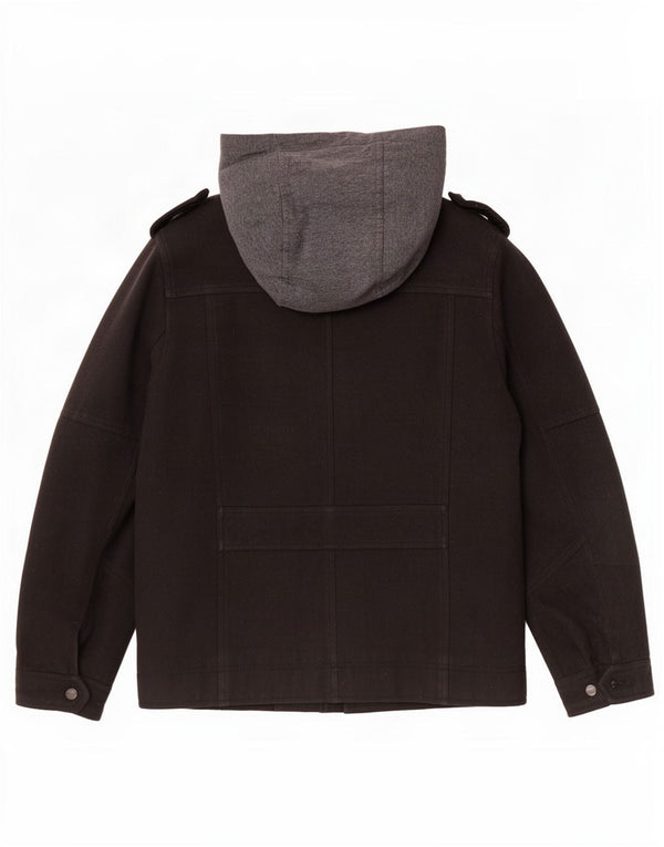 Levi's Chaqueta militar con capucha para hombre UK 36 Small Negro Colorblock Poliéster