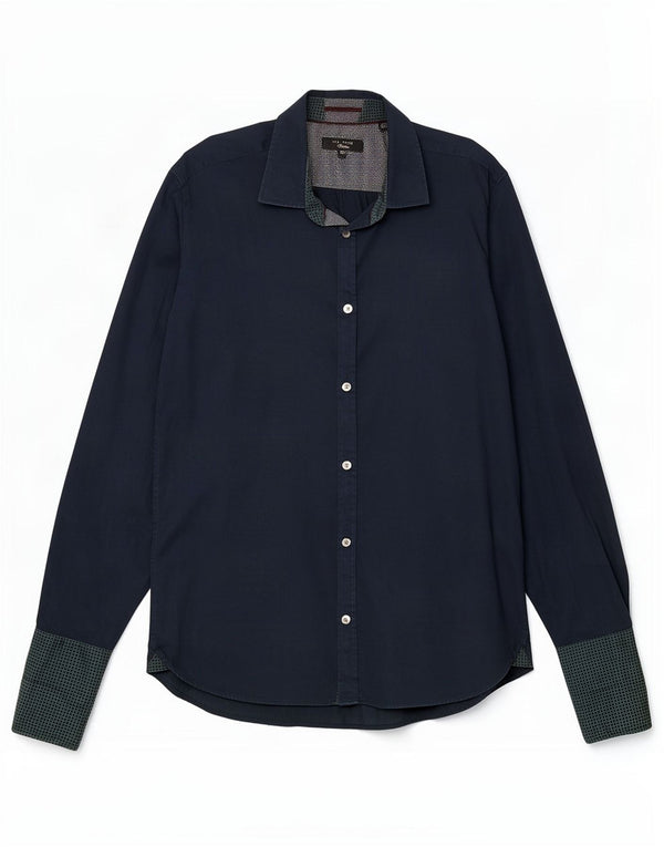 Ted Baker Camisa formal para hombre Talla 15.5 Mediana Azul marino manchada