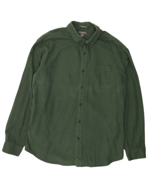 EDDIE BAUER Camisa de franela de corte clásico para hombre XL Algodón verde