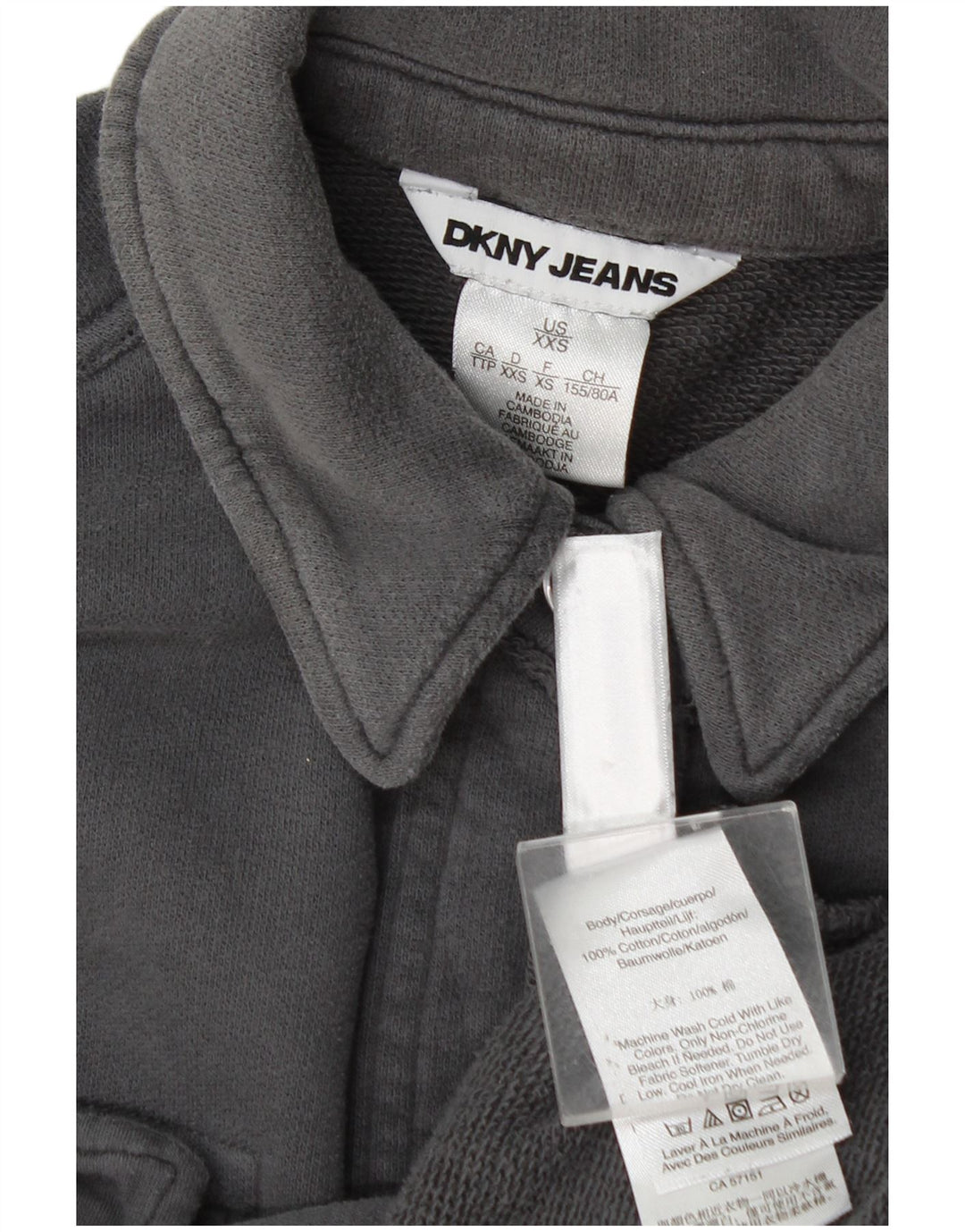Dkny Camisa oversize para mujer UK 2 2XS Algodón gris