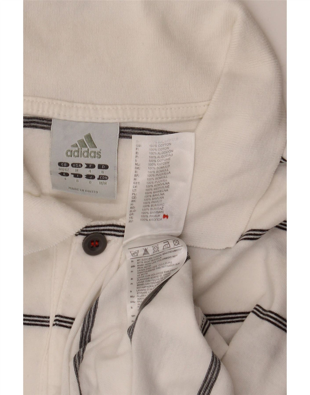 Adidas Polo para hombre UK 40/42 Algodón de rayas blancas medianas