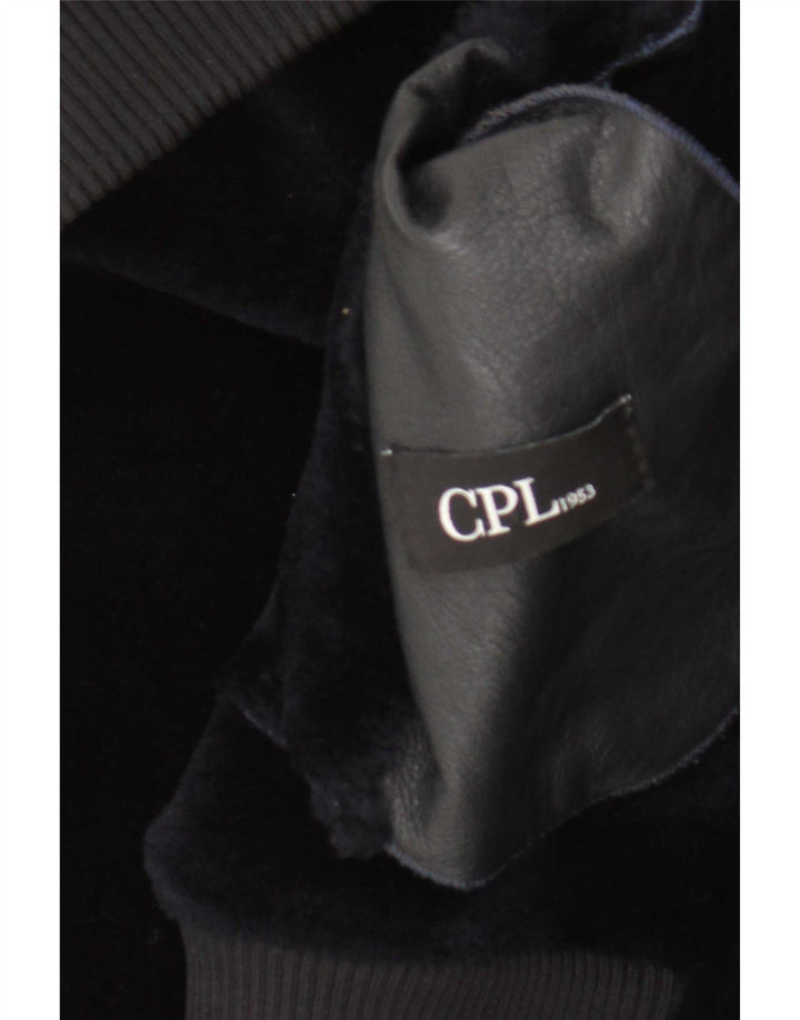 CPL1953 Chaqueta bomber de piel de oveja para mujer UK 20 2XL Piel de oveja azul marino