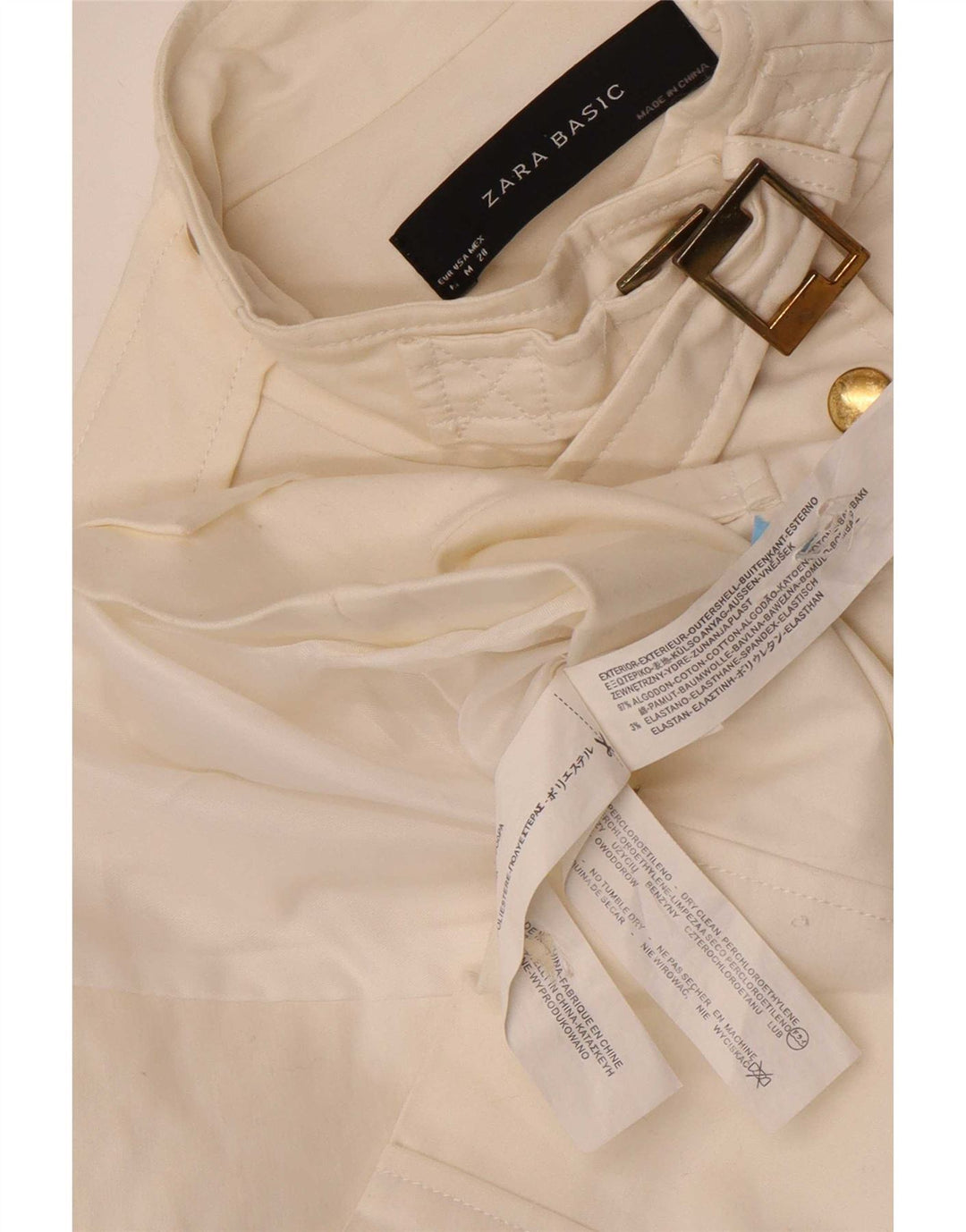 Zara Mujer Chaqueta Utilitaria UK 12 Mediana Algodón Blanco
