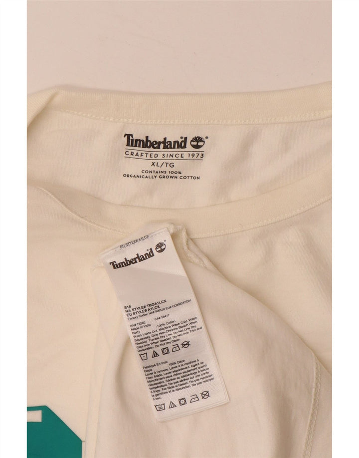 TIMBERLAND Top gráfico para hombre de manga larga XL de algodón blanco roto