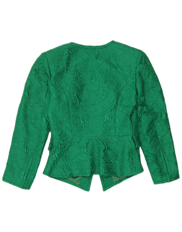 Vintage mujer 5 botones Blazer chaqueta Reino Unido 12 medio verde Paisley