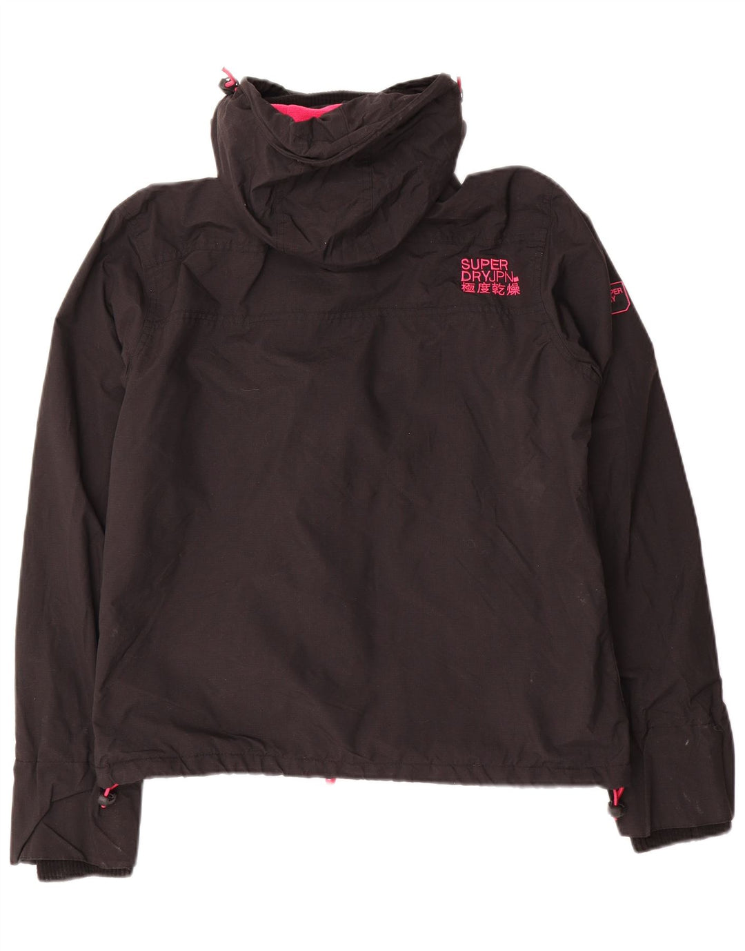 SUPERDRY Chaqueta cortavientos con capucha para mujer, talla 44, talla M, color negro