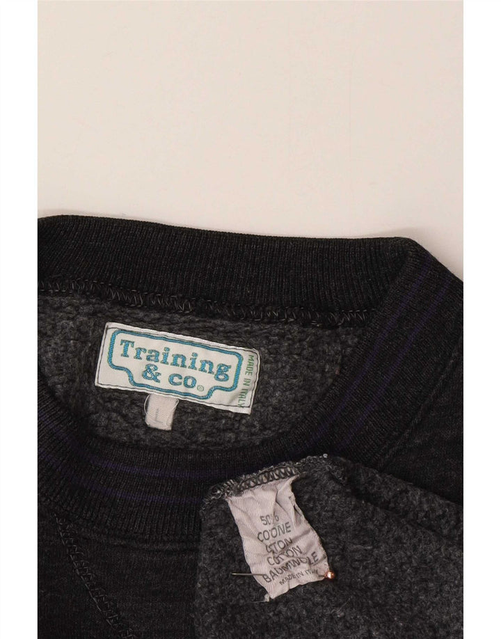 Vintage hombres sudadera jumper grande gris algodón